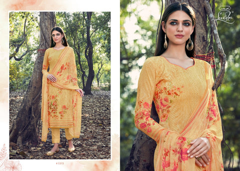 Levisha Launched Qiyara Georgette Work Printed Casual Wear Salwar Suits Collection