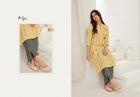 Lt Fabrics Nitya Launched Kavya Cotton Casual Wear Kurtis With Pants