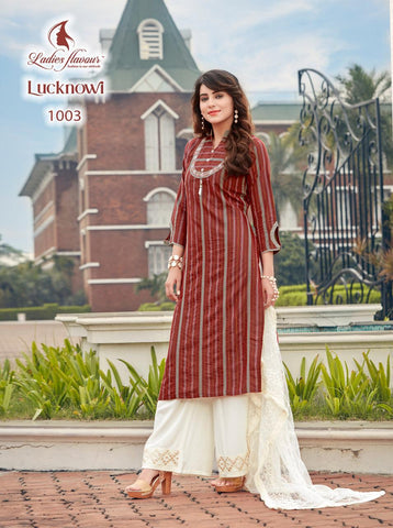 Ladies Flavour Presents Lucknowi Rayon Embroidery Work Stylish Designer Kurtis Collection