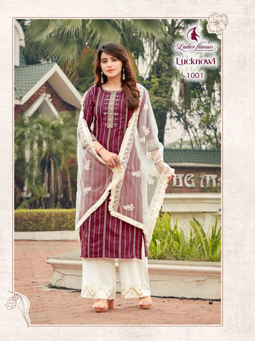 Ladies Flavour Presents Lucknowi Rayon Embroidery Work Stylish Designer Kurtis Collection