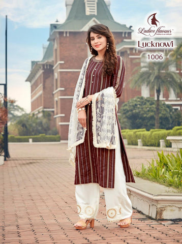 Ladies Flavour Presents Lucknowi Rayon Embroidery Work Stylish Designer Kurtis Collection