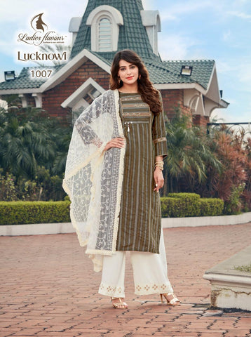 Ladies Flavour Presents Lucknowi Rayon Embroidery Work Stylish Designer Kurtis Collection