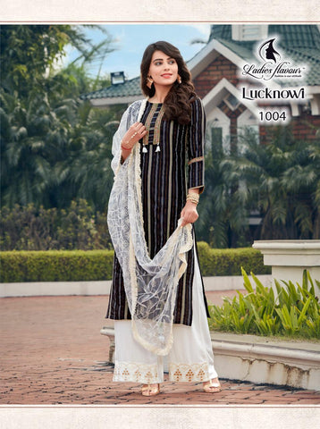 Ladies Flavour Presents Lucknowi Rayon Embroidery Work Stylish Designer Kurtis Collection