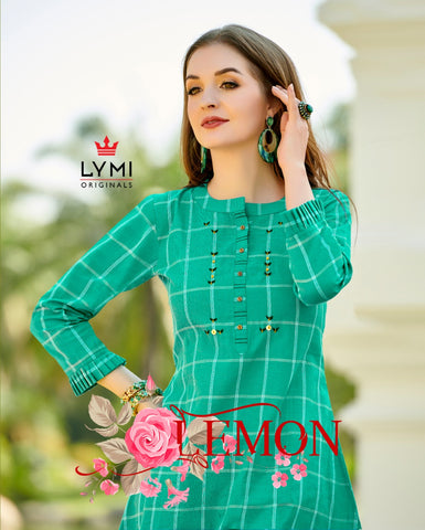 Kessi Fabric By Lymi Presents Lemon Cotton Fancy Designer Kurtis Collection