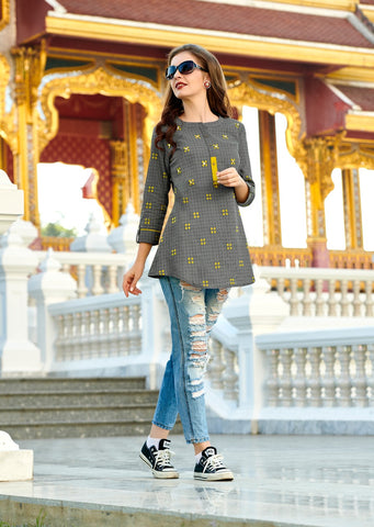 Kessi Fabric By Lymi Presents Lemon Cotton Fancy Designer Kurtis Collection