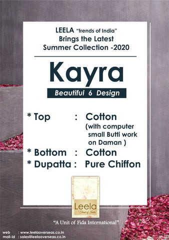 Leela Kayra Cotton Fancy Work Designer Salwar Kameez