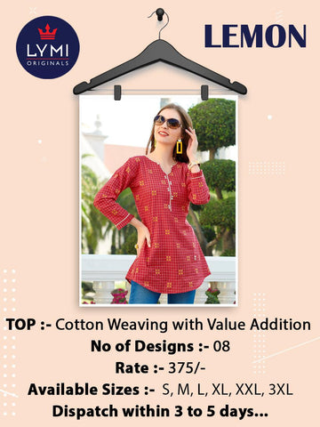 LYMI Lemon Cotton Weaving Casual Wear Short Tops