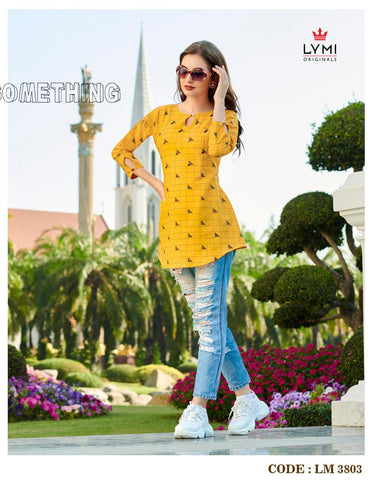 LYMI Lemon Cotton Weaving Casual Wear Short Tops