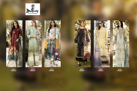 Majesty Maria B M Print 2020 Jam Silk Cotton Embroidery Work Salwar Kameez