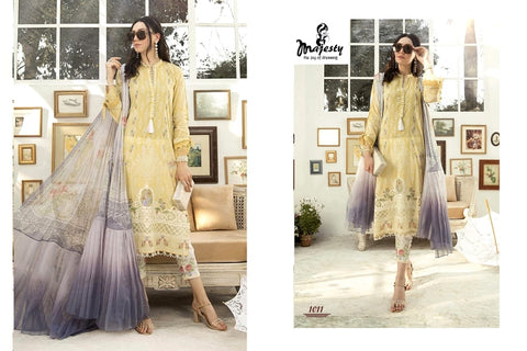 Majesty Maria B M Print 2020 Jam Silk Cotton Embroidery Work Salwar Kameez