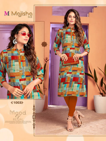 Majisha Nx Presents Zaira Fabric Rayon Designer Kurtis Collection