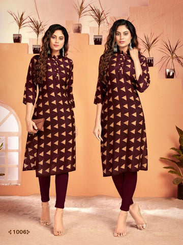 Majisha Nx Presents Zaira Fabric Rayon Designer Kurtis Collection
