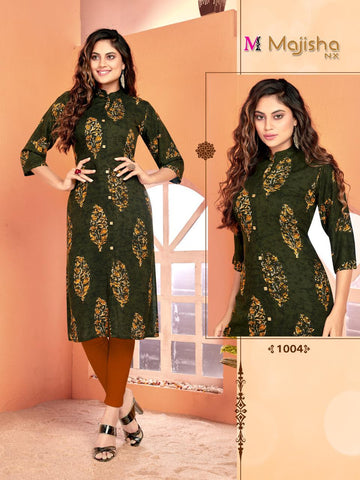 Majisha Nx Presents Zaira Fabric Rayon Designer Kurtis Collection