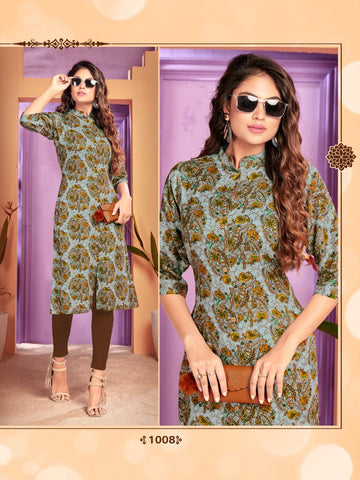 Majisha Nx Presents Zaira Fabric Rayon Designer Kurtis Collection
