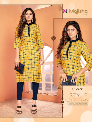 Majisha Nx Presents Zaira Fabric Rayon Designer Kurtis Collection