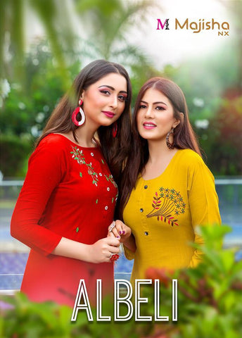Majisha Nx Albeli Rayon Stylish Desinger Kurtis Collections