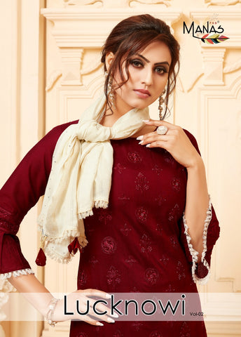 Manas Lucknowi Fancy Fabric Stylish Designer Kurti Collection