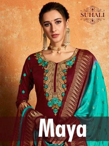 Suhali Presents Maya Jam Cotton Heavy Embroidery Work Fancy Designer Salwer Suits
