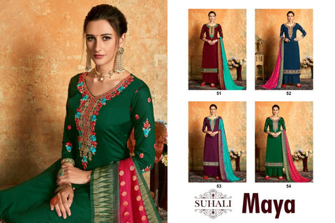Suhali Presents Maya Jam Cotton Heavy Embroidery Work Fancy Designer Salwer Suits