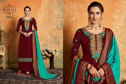Suhali Presents Maya Jam Cotton Heavy Embroidery Work Fancy Designer Salwer Suits