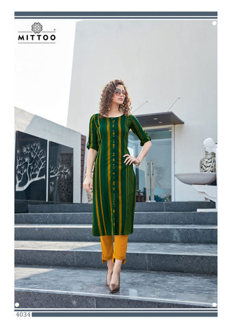 Mittoo Launched Mohini Nx Rayon Fancy Designer Kurtis Collection And Pants