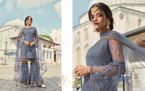 MOHINI GLAMOUR VOL 79 3 PIECE SHARARA GARARA SUIT HEAVY NET WITH LACE