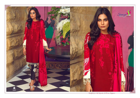SANIYA TRENDZ MUZLIN SS 20-20 CAMBRIC COTTON PAKISTANI SUITS