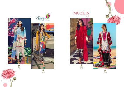 SANIYA TRENDZ MUZLIN SS 20-20 CAMBRIC COTTON PAKISTANI SUITS