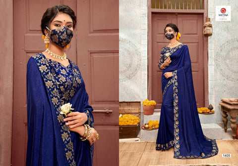 Seemaya Launched Manika with Mask Vichitra Silk Fancy Designer Sarees