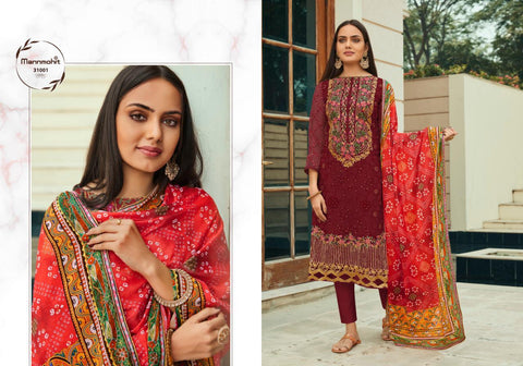 Mannmohit Launched Afsana Net Embroidery Work Fancy Designer Salwar Suits