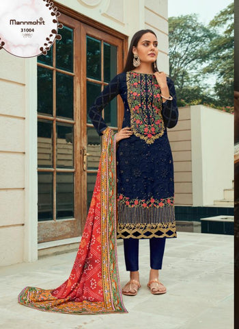 Mannmohit Launched Afsana Net Embroidery Work Fancy Designer Salwar Suits