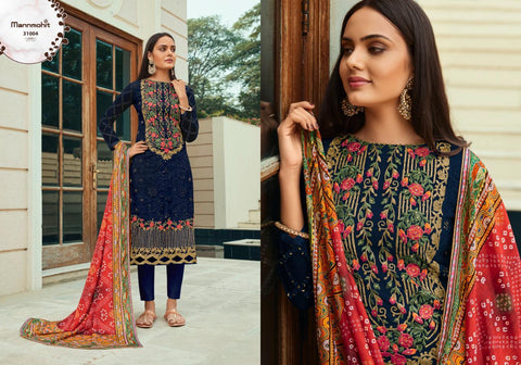 Mannmohit Launched Afsana Net Embroidery Work Fancy Designer Salwar Suits