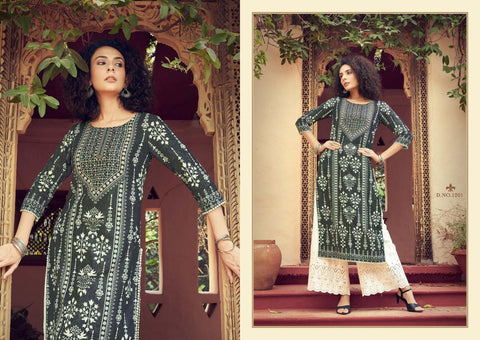 Maisha Presents Pirana Rayon Fancy Designer Kurtis Collection