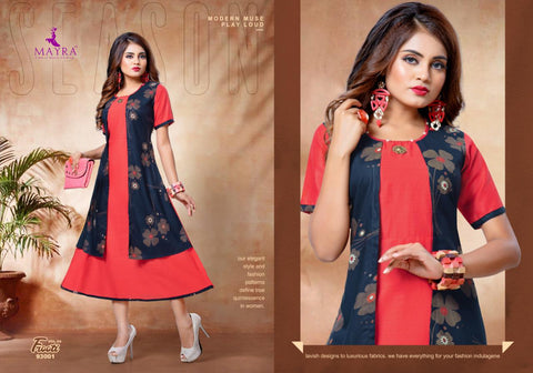 Mayra Launched Frooty Rayon Slub Stylish Designer Kurtis Collection