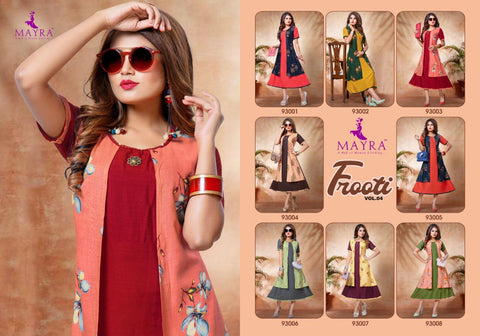 Mayra Launched Frooty Rayon Slub Stylish Designer Kurtis Collection