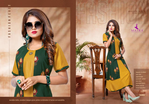 Mayra Launched Frooty Rayon Slub Stylish Designer Kurtis Collection