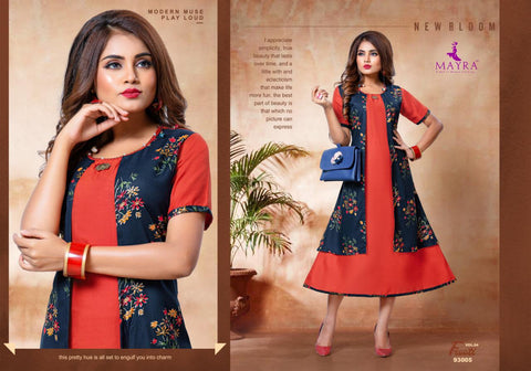 Mayra Launched Frooty Rayon Slub Stylish Designer Kurtis Collection