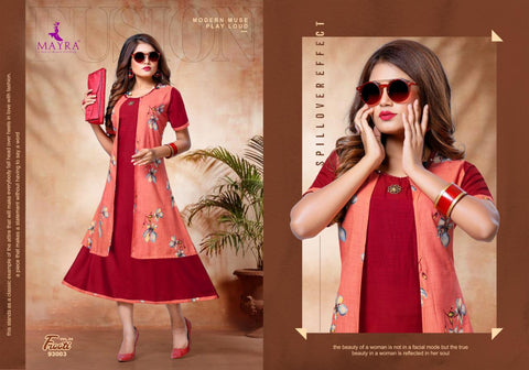 Mayra Launched Frooty Rayon Slub Stylish Designer Kurtis Collection