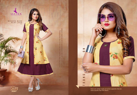 Mayra Launched Frooty Rayon Slub Stylish Designer Kurtis Collection