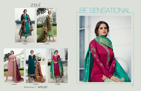 Zisa Banaras Hitlist Vol 7 Satin Georgette Designer Collection Suits