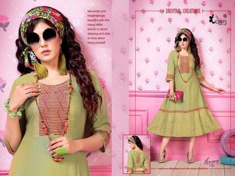 Kinti Presents Mercury Rayon Slub Fancy Designer Kurtis Collection