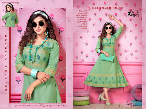 Kinti Presents Mercury Rayon Slub Fancy Designer Kurtis Collection