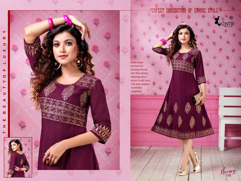 Kinti Presents Mercury Rayon Slub Fancy Designer Kurtis Collection
