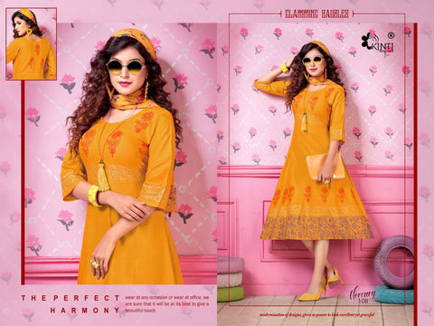 Kinti Presents Mercury Rayon Slub Fancy Designer Kurtis Collection