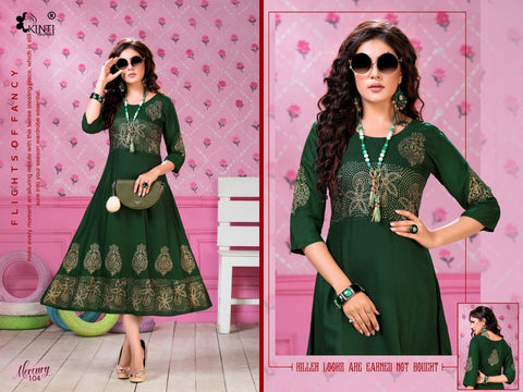 Kinti Presents Mercury Rayon Slub Fancy Designer Kurtis Collection