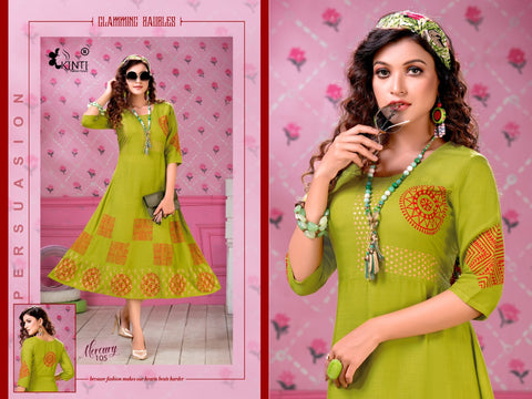 Kinti Presents Mercury Rayon Slub Fancy Designer Kurtis Collection