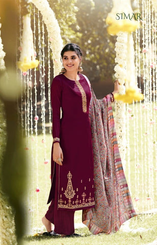Glossy Launched Misti Pashmina Printed Embroidery Work Fancy Designer Salwar Kameez
