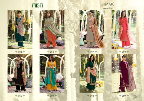 Glossy Launched Misti Pashmina Printed Embroidery Work Fancy Designer Salwar Kameez