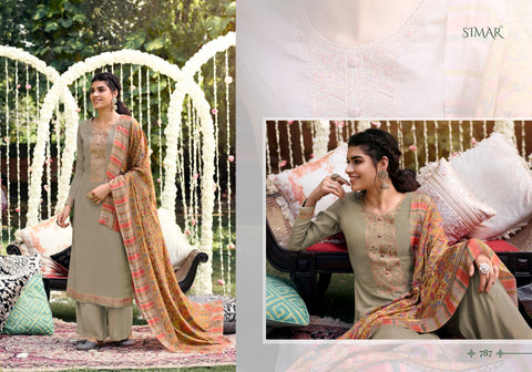 Glossy Launched Misti Pashmina Printed Embroidery Work Fancy Designer Salwar Kameez