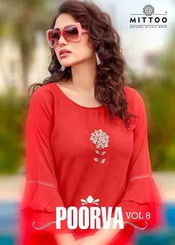 Mittoo Poorva Vol 8 Viscose Daily Wear Top Kurti Collection